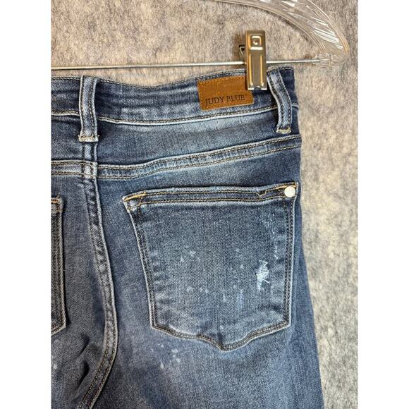 Judy Blue Distressed Boyfriend Fit Paint Spot Blue Jeans - Size 0/24 - Picture 4 of 10
